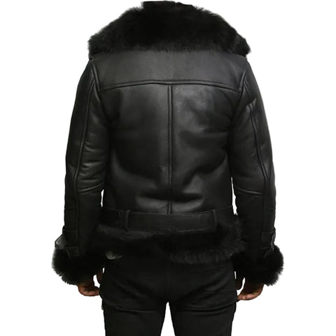 Real shearling leather coat for men
