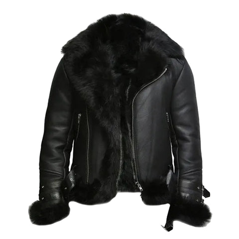 Real shearling leather coat for men