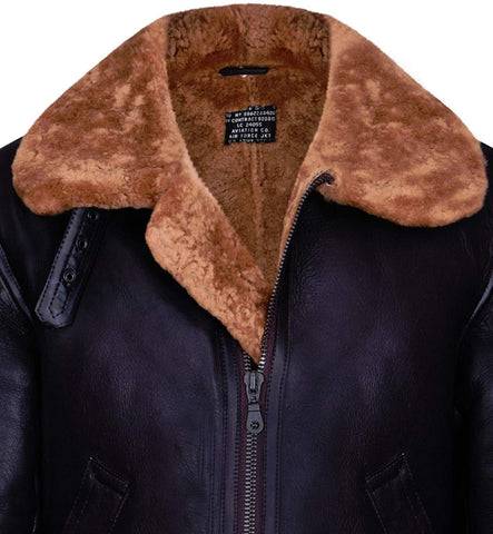 Real sheepskin flying jacket for men