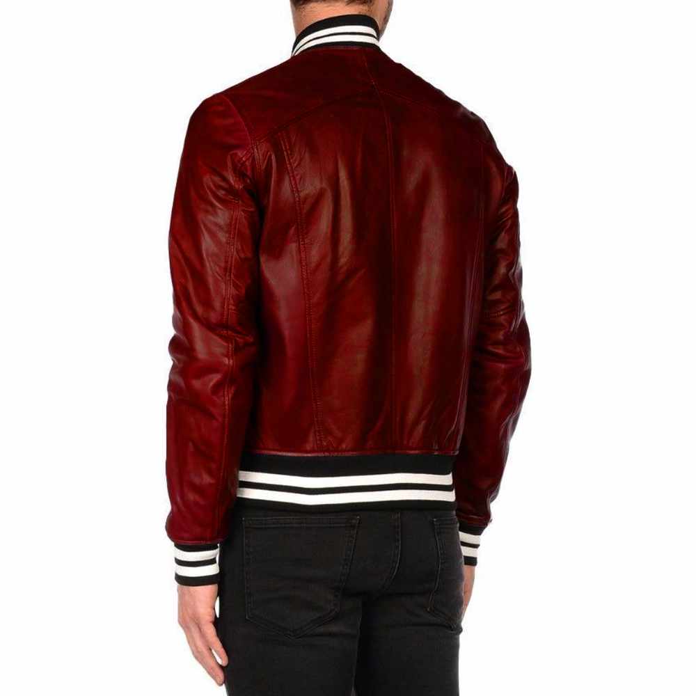 Men Letterman Varsity Bomber Fashion Leather Jacket - AMSEL LEATHERS