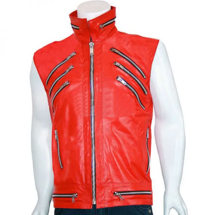 Red Leather Motorcycle Vest for Men - AMSEL LEATHERS