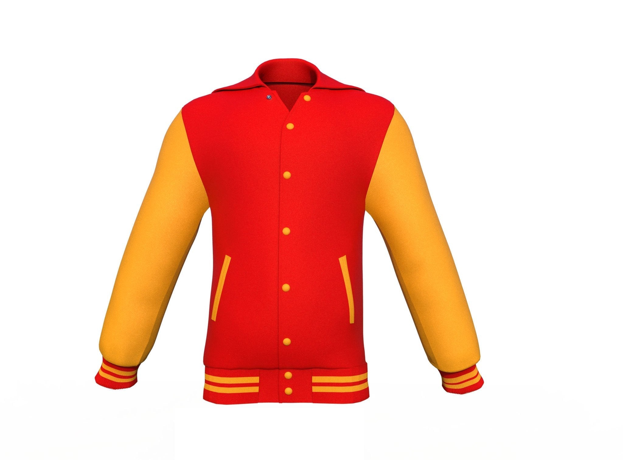 red varsity letterman jacket with leather sleeves ronan back view