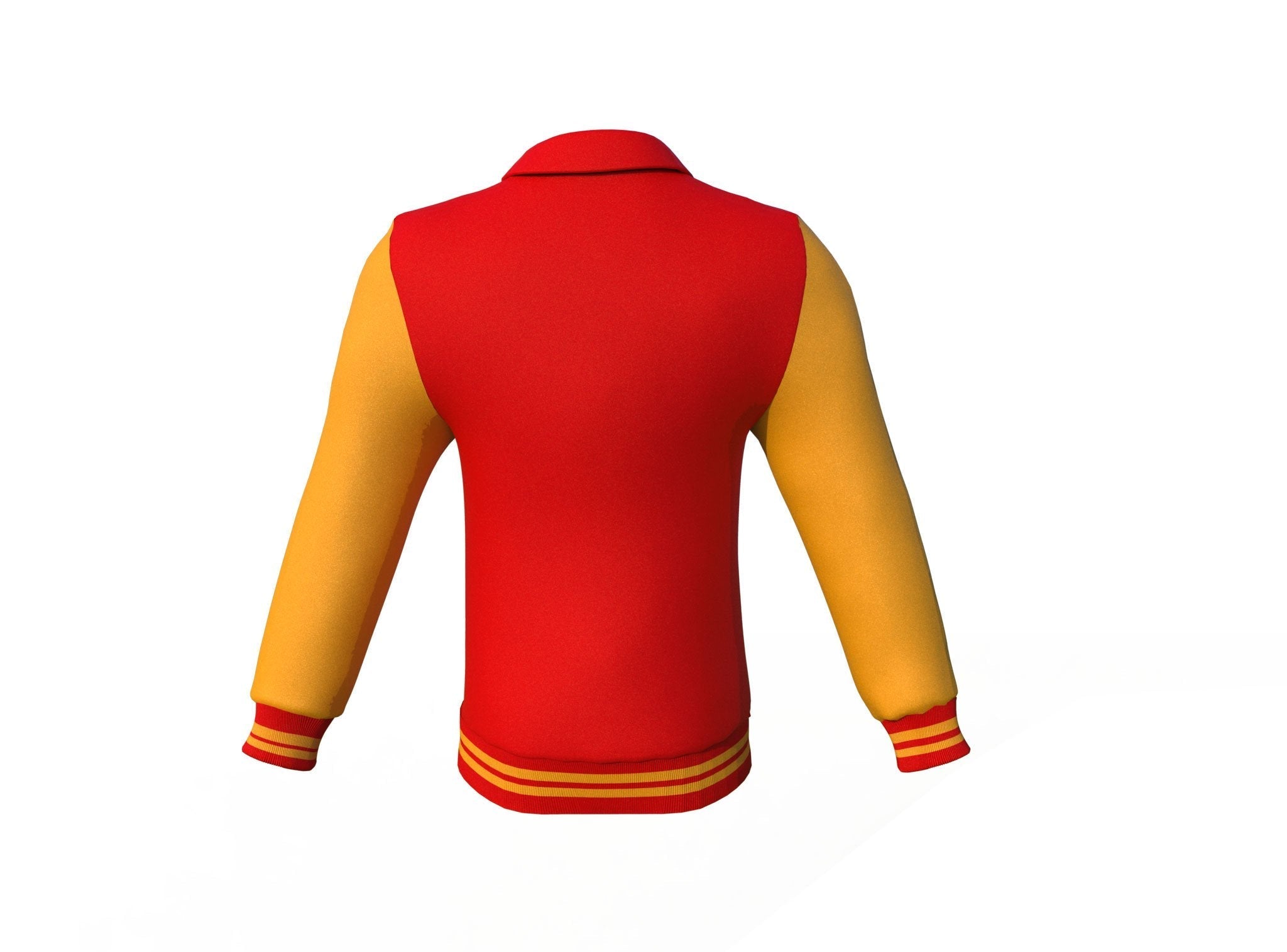 red varsity letterman jacket with leather sleeves ronan styling view