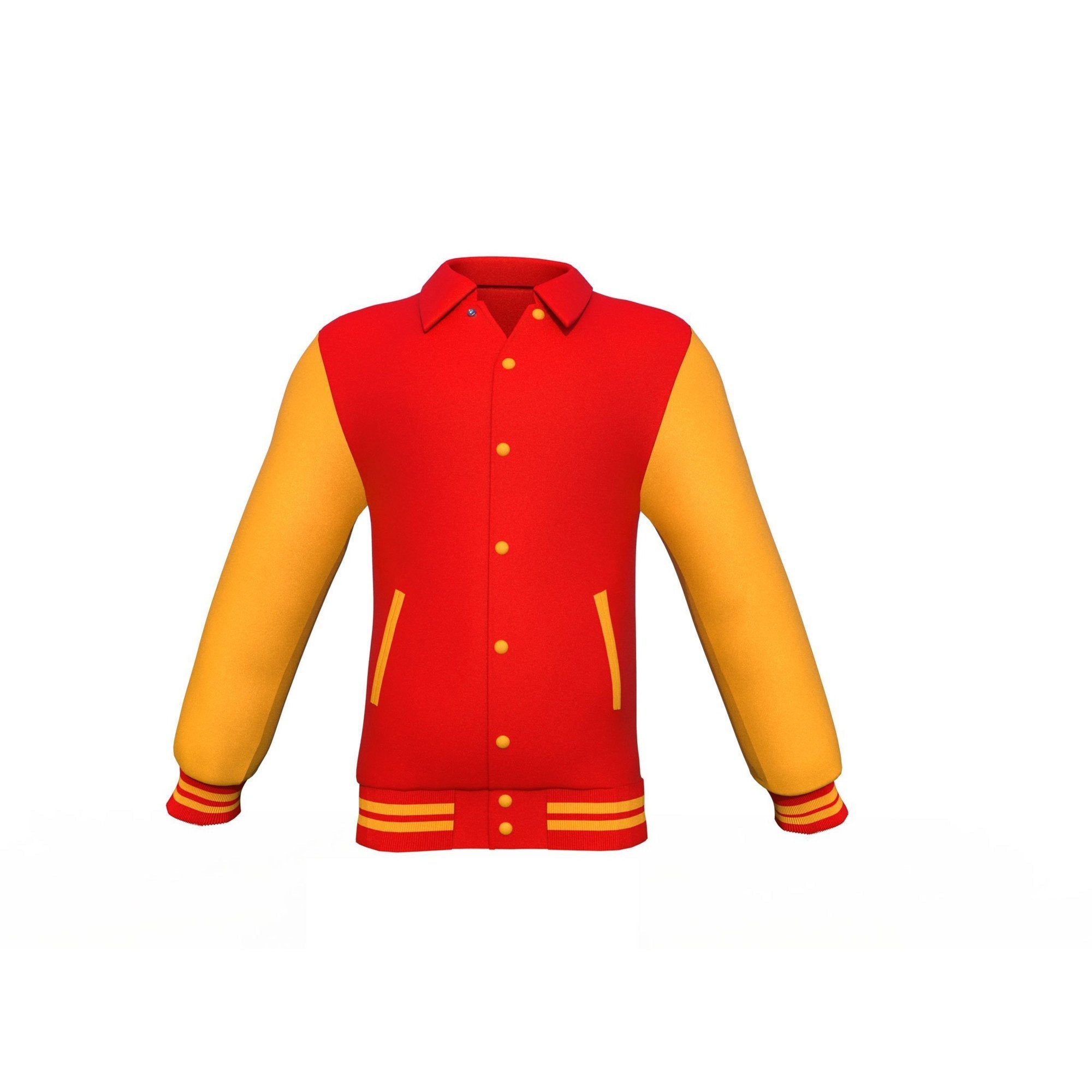red varsity letterman jacket with leather sleeves ronan side angle