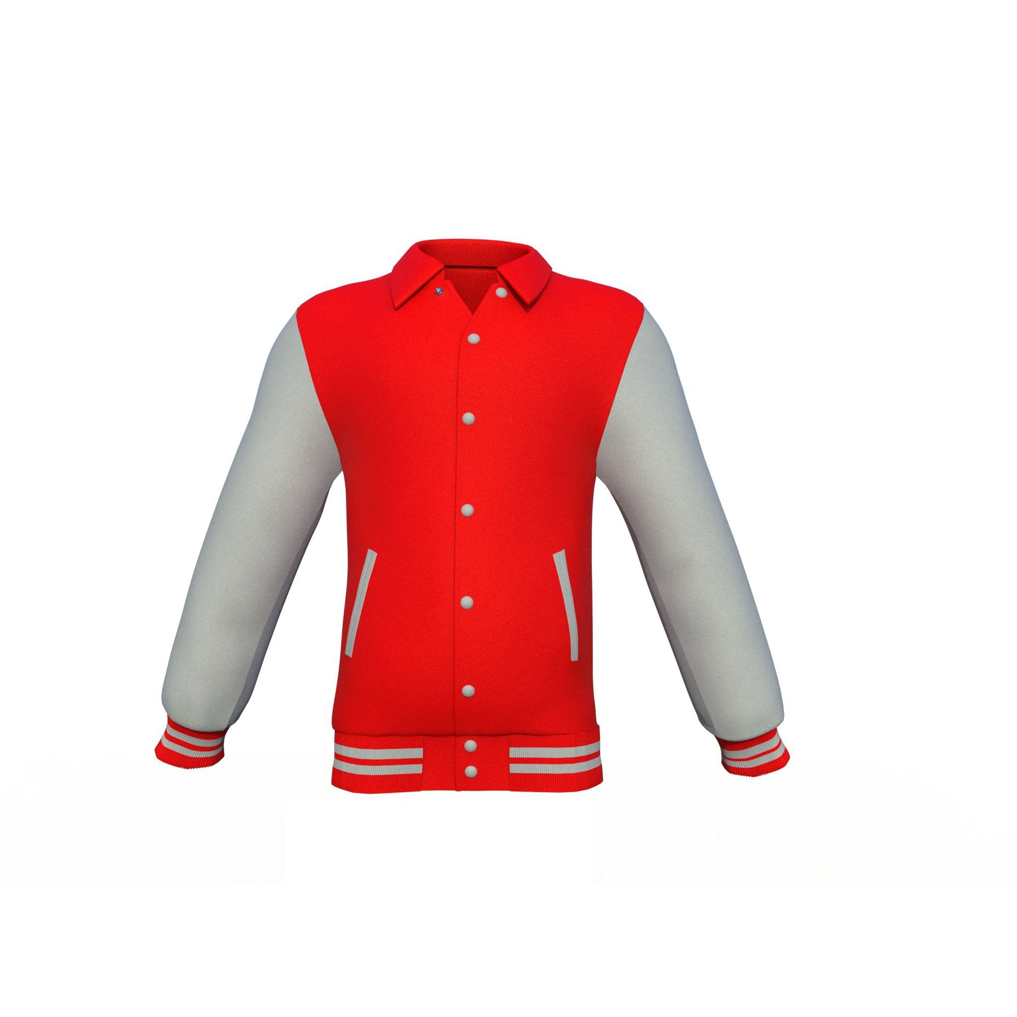 red varsity letterman jacket with leather sleeves alaric side angle