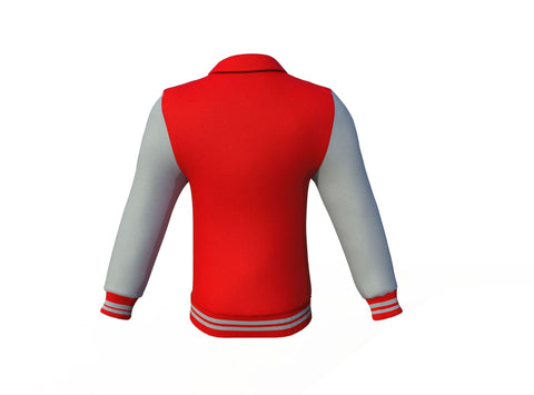 red varsity letterman jacket with leather sleeves alaric styling view