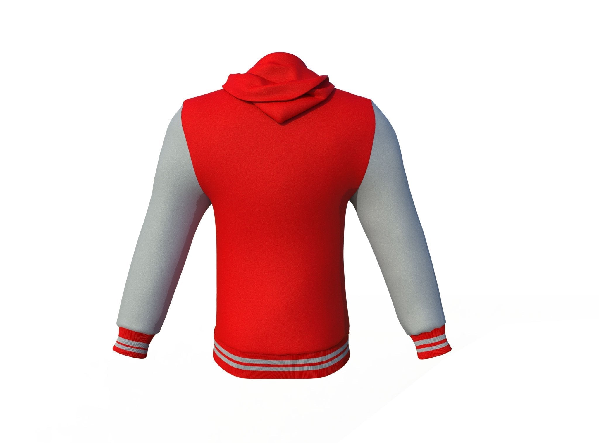 red varsity letterman jacket with leather sleeves alaric collar detail