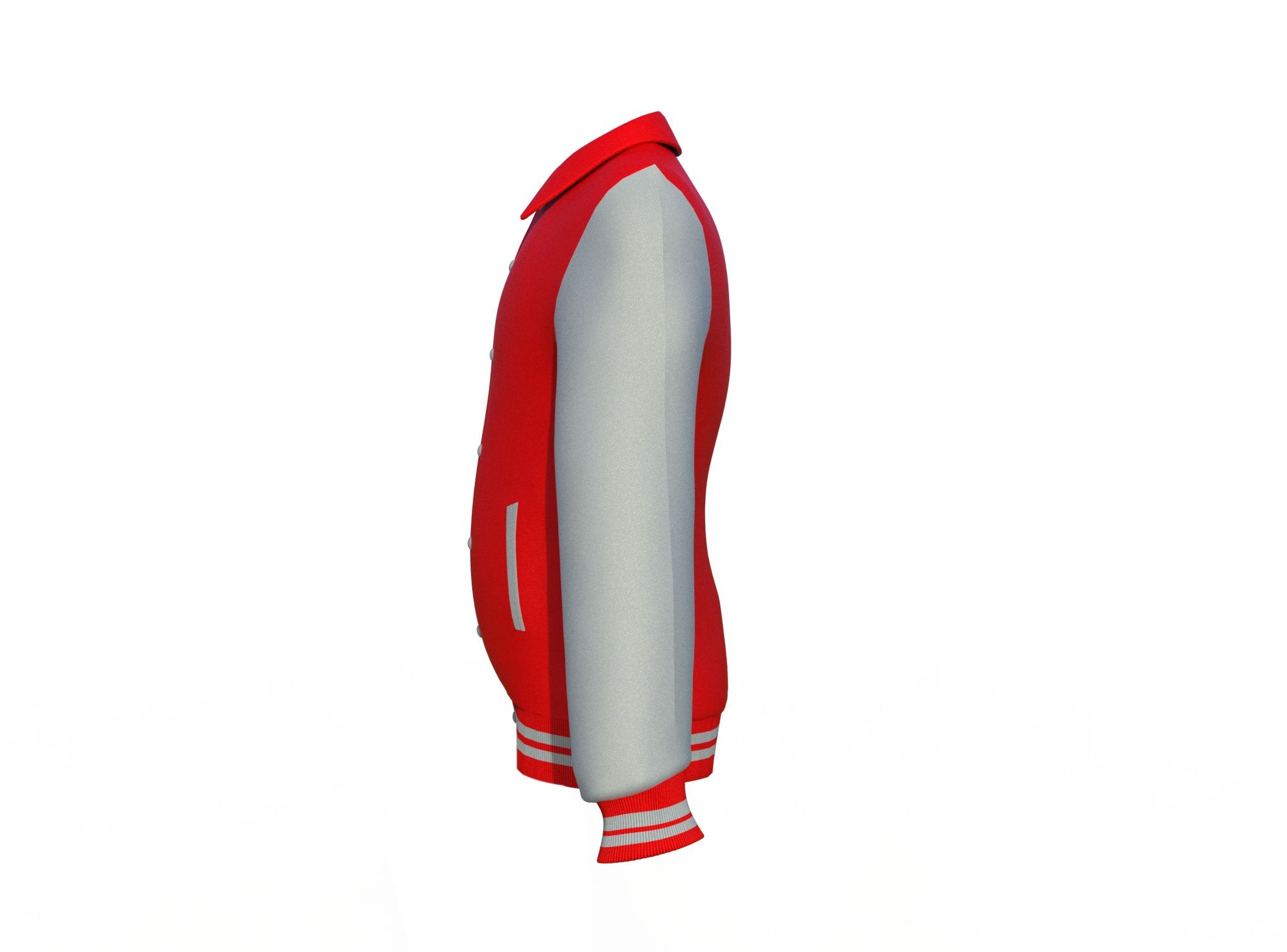 red varsity letterman jacket with leather sleeves alaric front view image 10