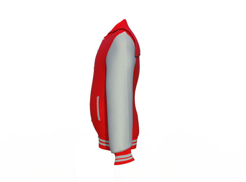 red varsity letterman jacket with leather sleeves alaric side angle image 11