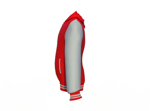 red varsity letterman jacket with leather sleeves alaric back view image 12