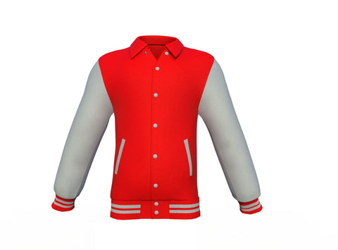red varsity letterman jacket with leather sleeves alaric texture detail image 14