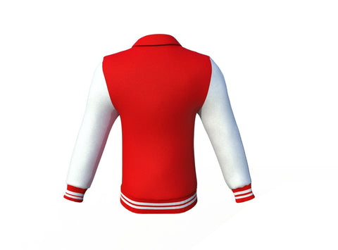 red varsity letterman jacket with leather sleeves marlow styling view