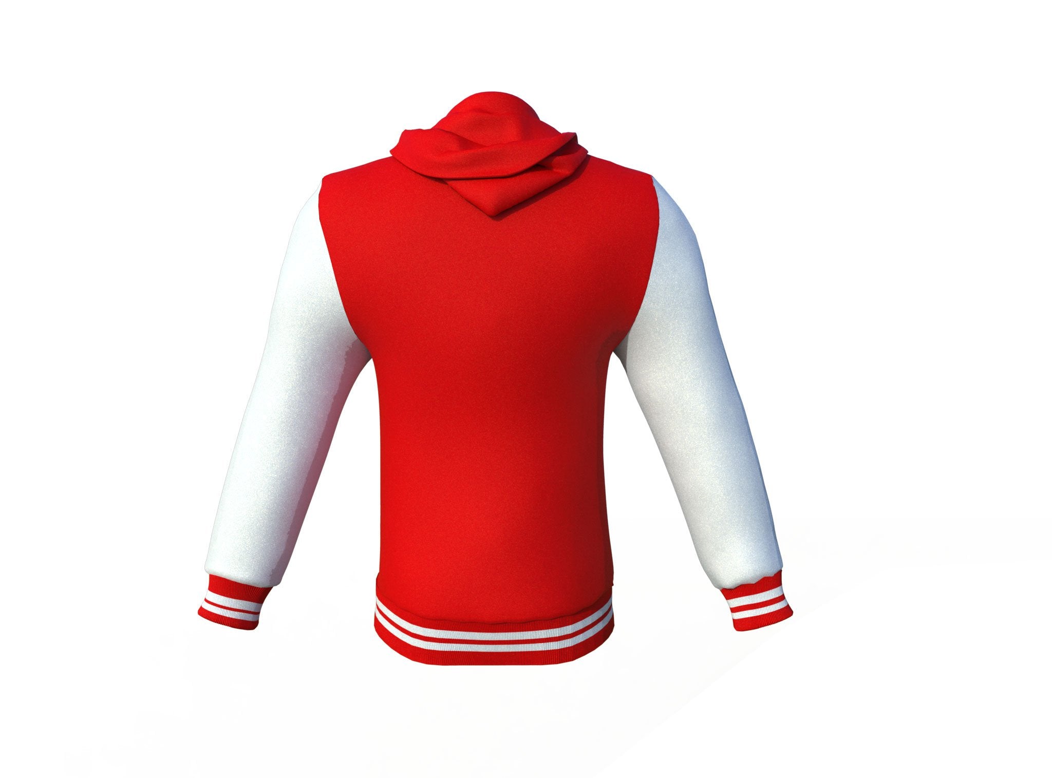 red varsity letterman jacket with leather sleeves marlow collar detail