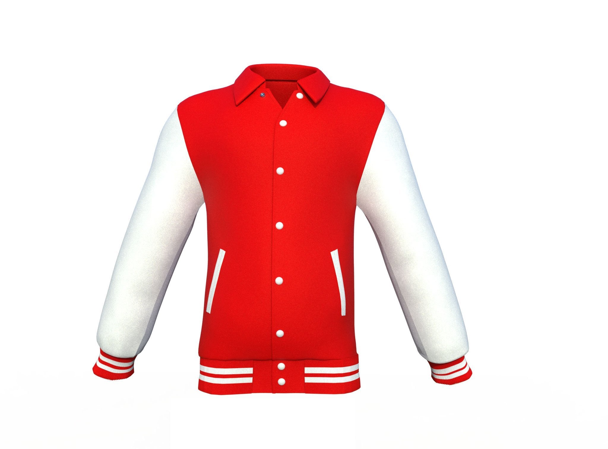 red varsity letterman jacket with leather sleeves marlow texture detail image 14