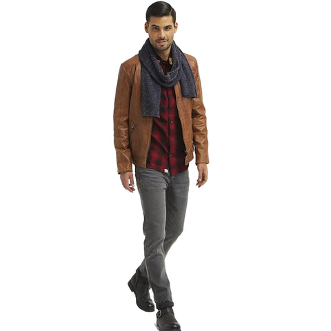 men's brown quilted lambskin leather racer jacket soren styling view
