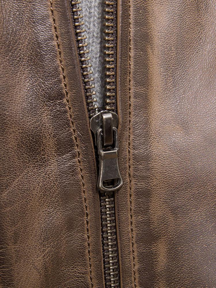 men's brown hooded lambskin leather leather jacket cassian detail close up