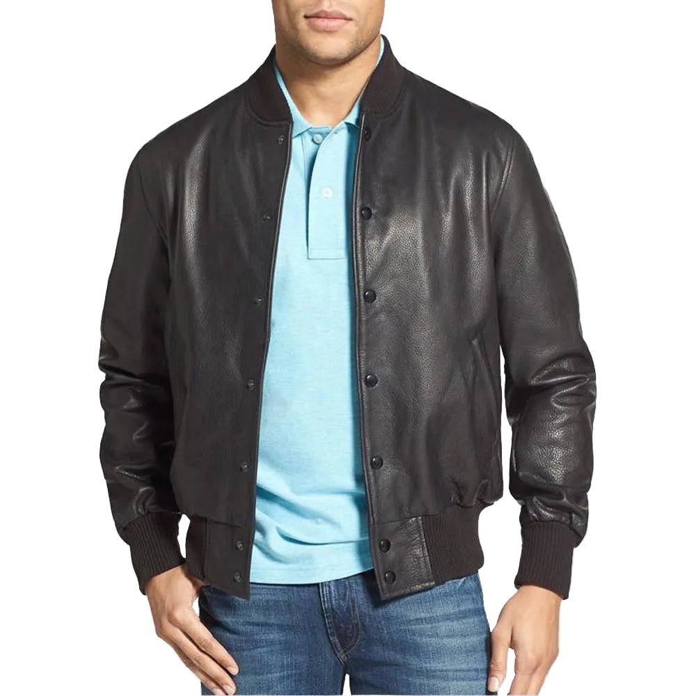 Men’s black leather bomber jacket Rico
