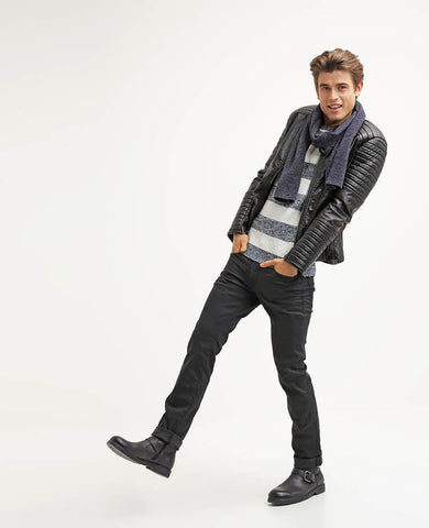 men's black quilted lambskin leather leather jacket soren side angle