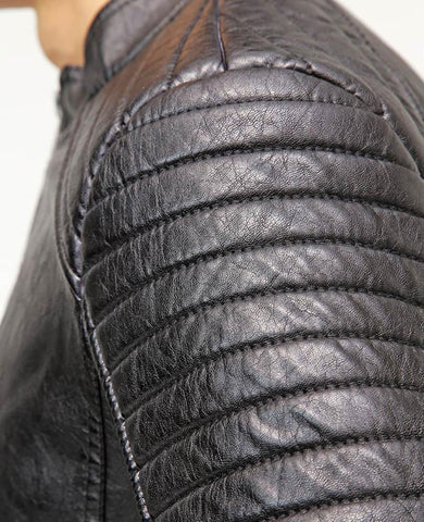 men's black quilted lambskin leather leather jacket soren styling view