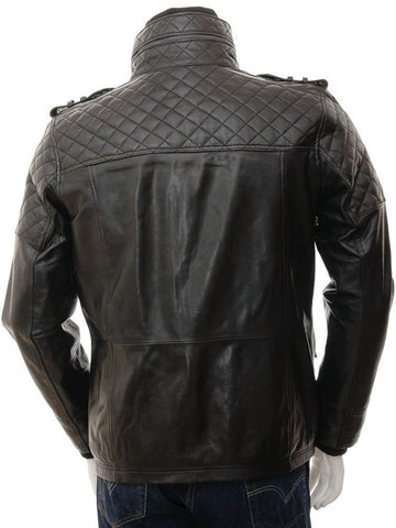 men's black quilted lambskin leather leather jacket alaric side angle