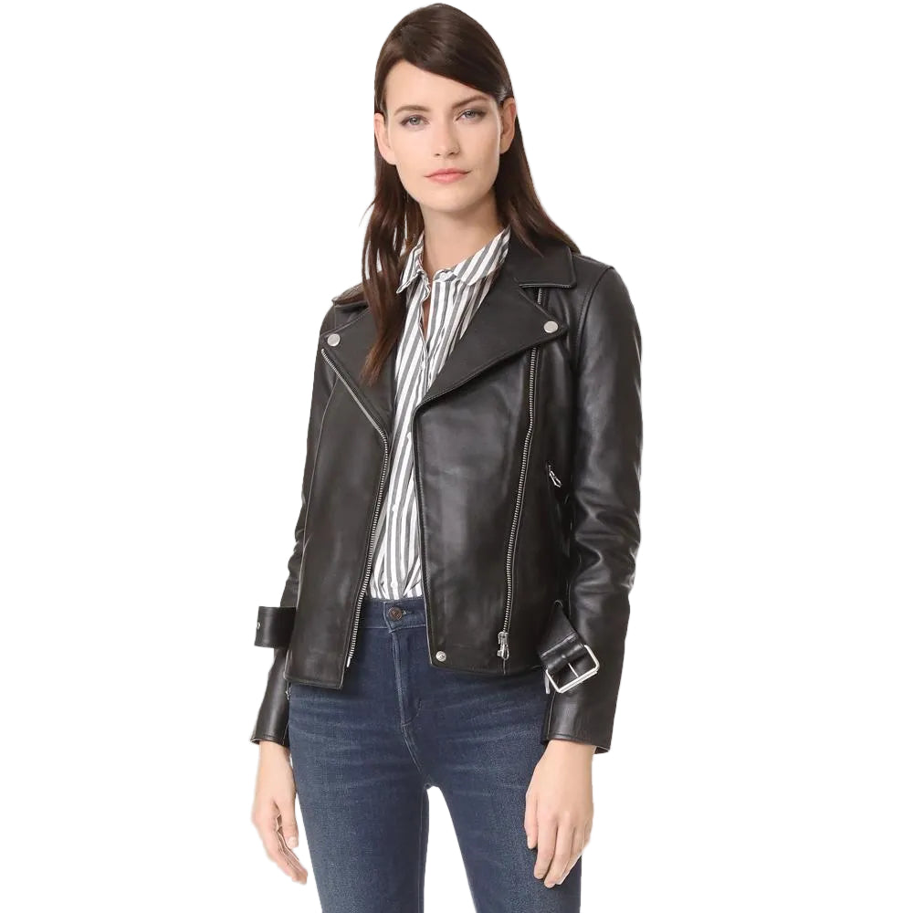 Sandra Black Biker Leather Jacket