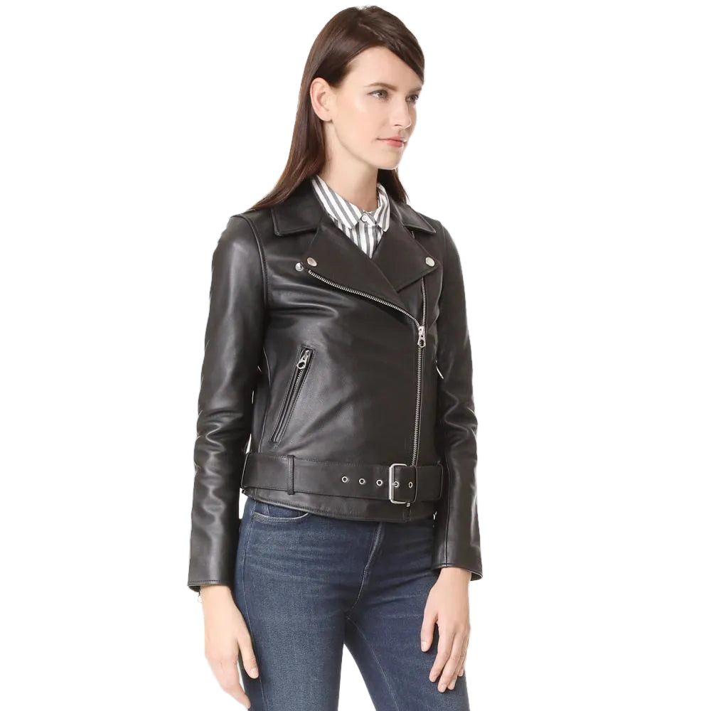 Sandra Black Biker Leather Jacket