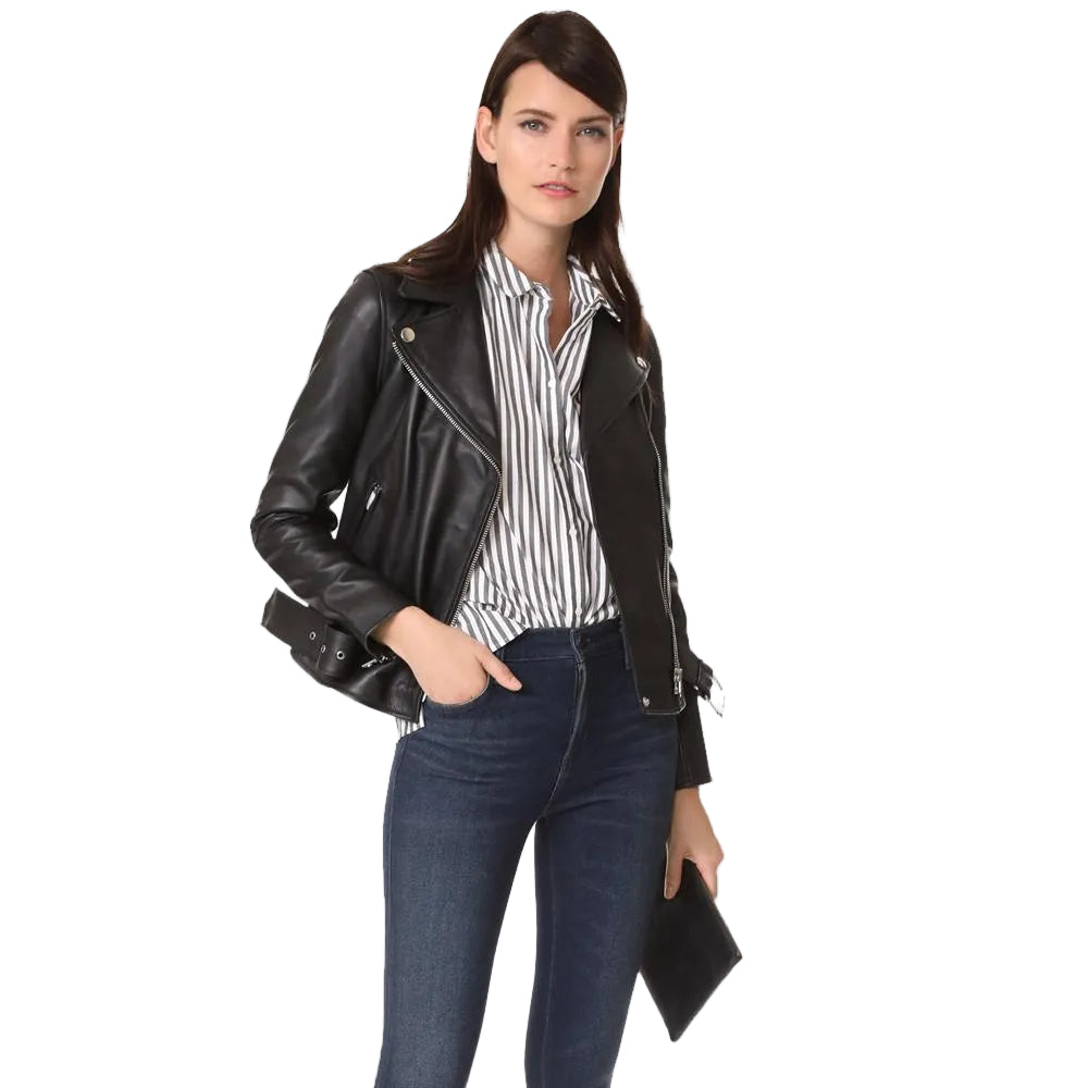 Sandra Black Biker Leather Jacket