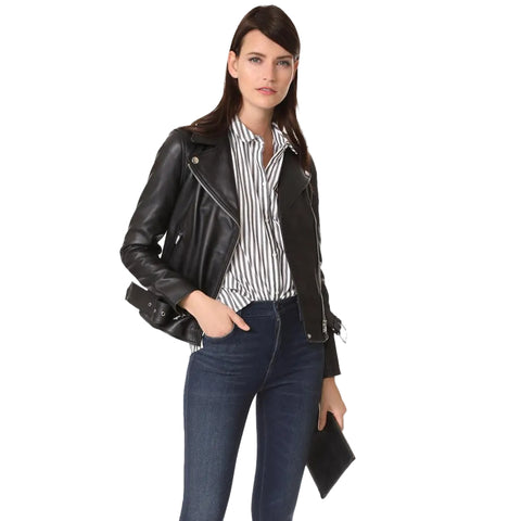 Sandra Black Biker Leather Jacket