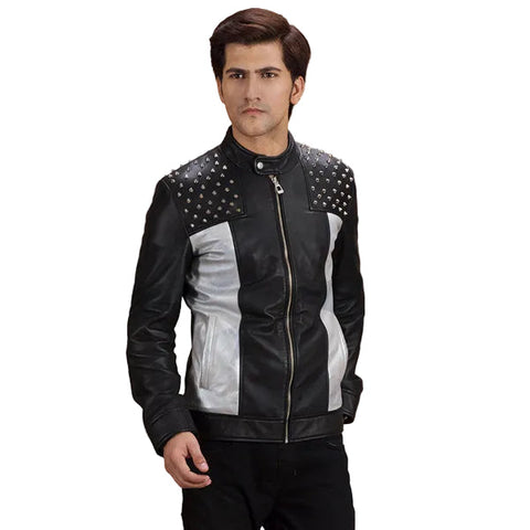 Studded leather biker jacket Shapron with bold statement style
