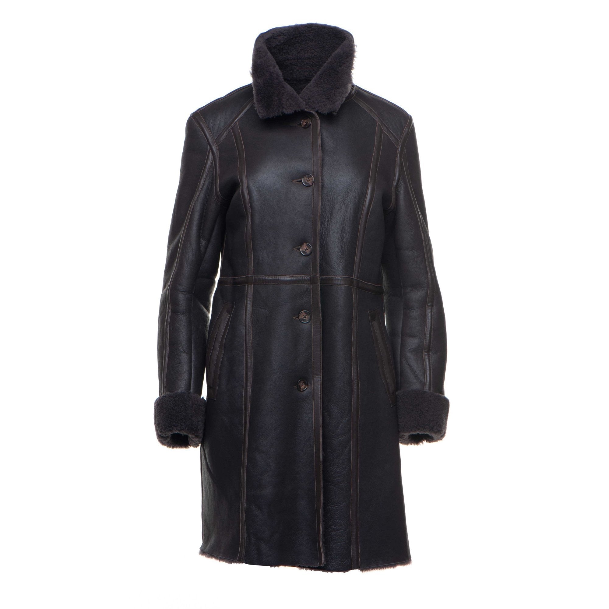 Buttoned shearling style winter coat for women
