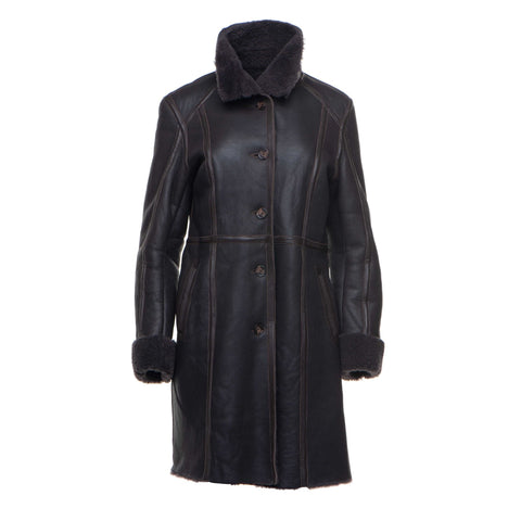 Buttoned shearling style winter coat for women
