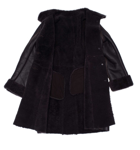 Shaunna's buttoned 3/4 length shearling coat