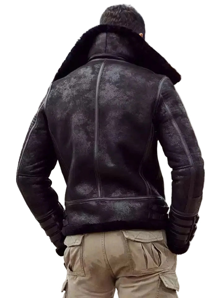 Shearling Coat Mens B3 Bomber Jacket Short Fur Coat Jacket
