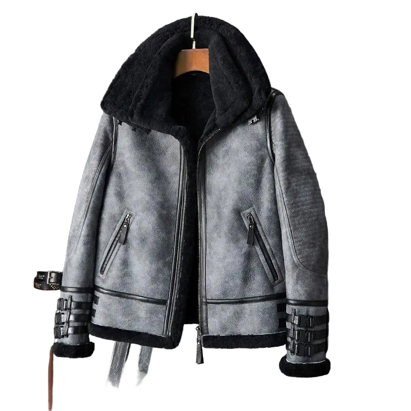 Shearling Coat Mens B3 Bomber Jacket Short Fur Coat Jacket