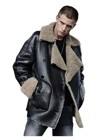 Shearling Jacket Short Fur Coat Leather Jacket Fashion Loose Thick Winter Mens Coats