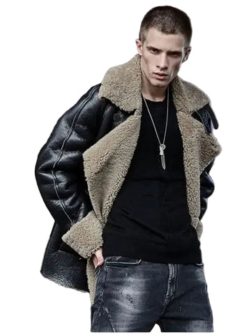 Shearling Jacket Short Fur Coat Leather Jacket Fashion Loose Thick Winter Mens Coats