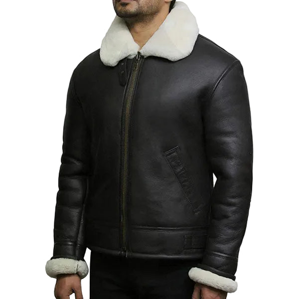 Shearling flying bomber jacket for men
