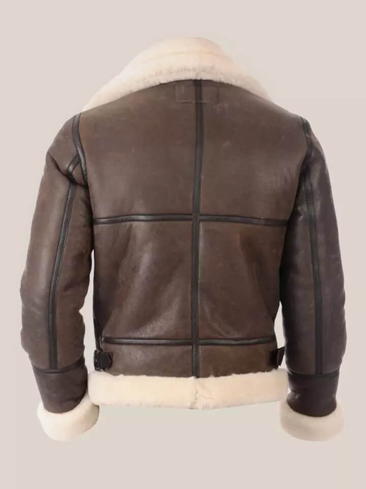 Men's Brown B3 Shearling Aviator Sheepskin Leather Bomber Jacket - AMSEL LEATHERS