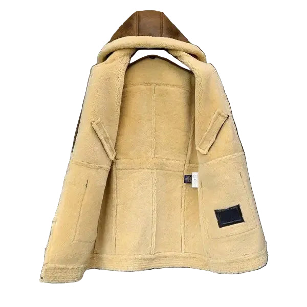 Sheepskin Coat Hooded Leather Jacket Fur Coat Mens Winter Coats Long Fur Jacket