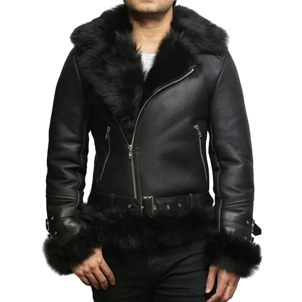 Sheepskin aviator flying jacket for men

