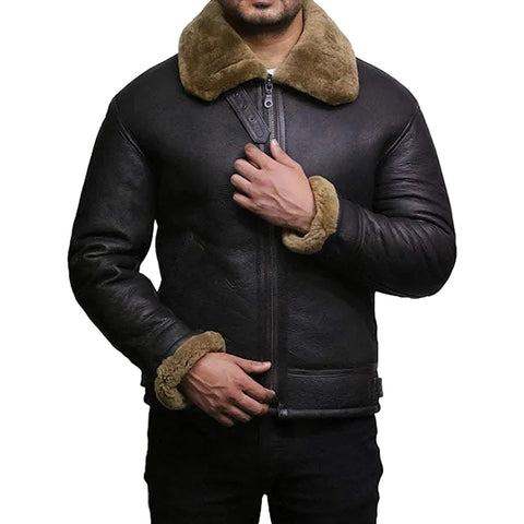 Sheepskin flying bomber jacket for men
