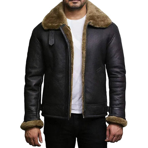 Sheepskin flying bomber jacket for men
