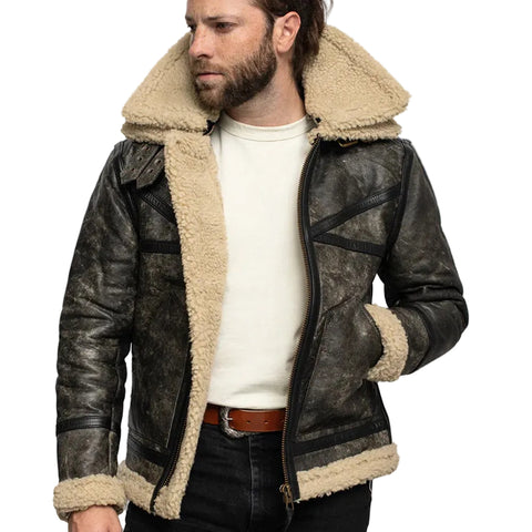 Men’s Sherpa Style Leather Jacket