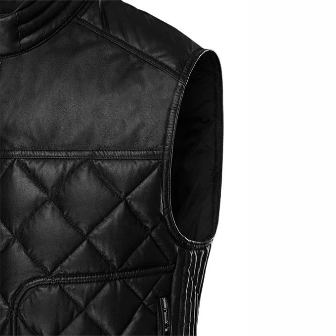 Smart and Stylish Black Leather Vest for Men - AMSEL LEATHERS