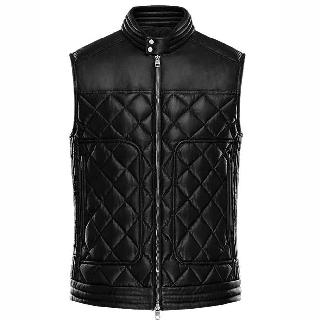 Smart and Stylish Black Leather Vest for Men - AMSEL LEATHERS