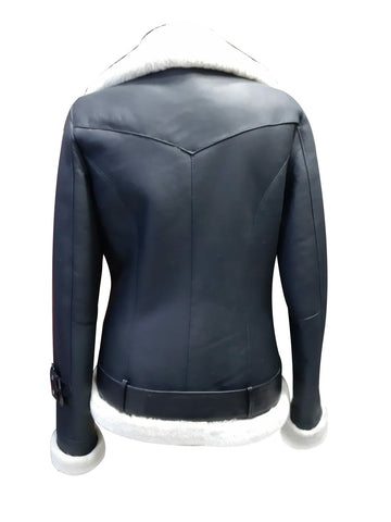 • sheepskin shearling collar detail close up
