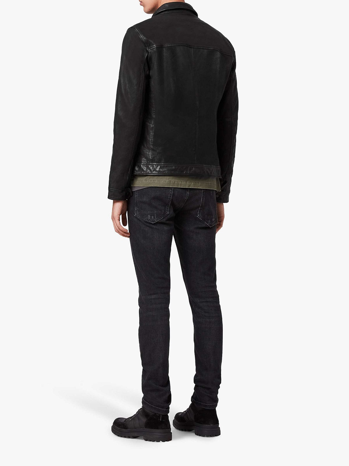 men's black leather shirt lucien back view
