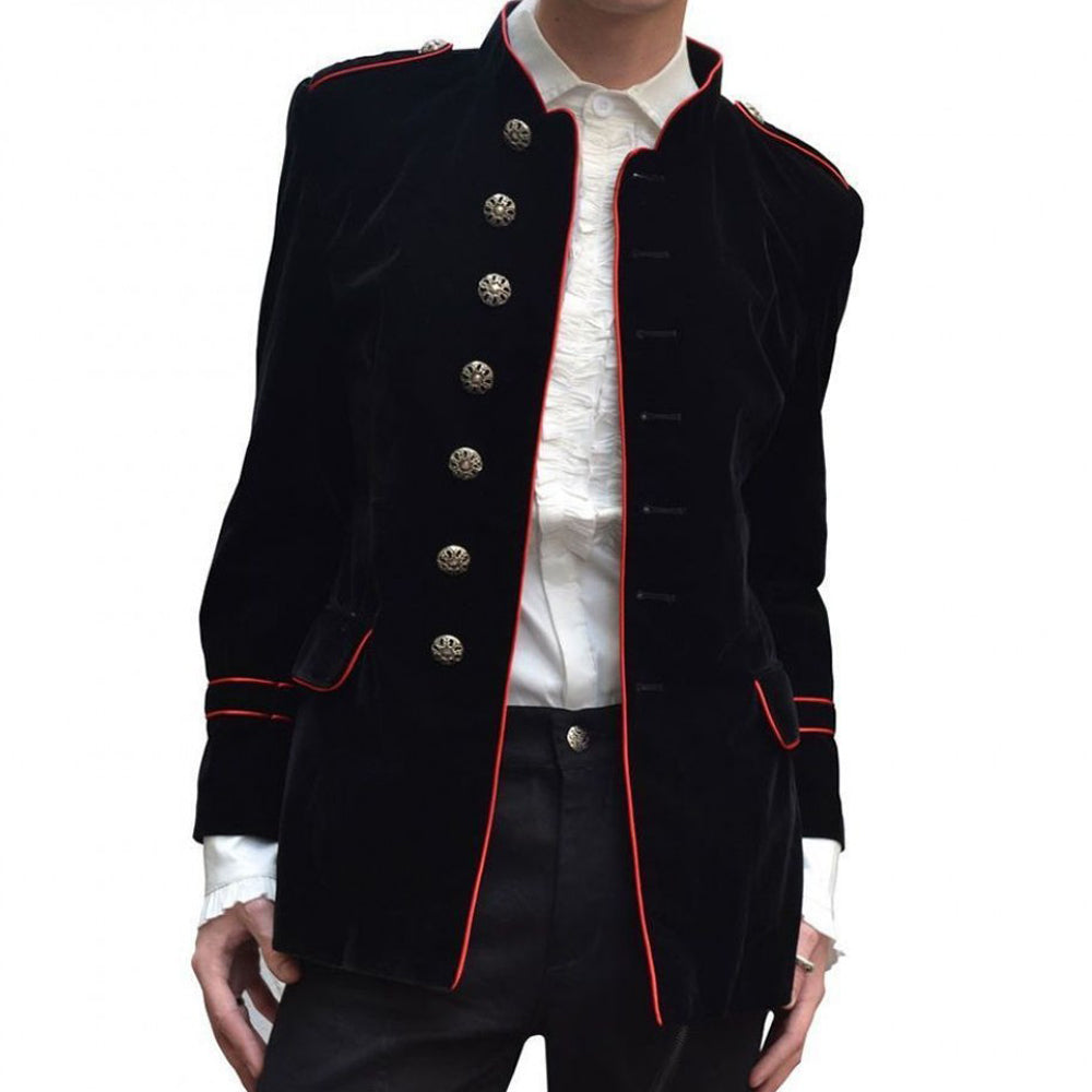 Steampunk Vintage Military Velvet Jacket - AMSEL LEATHERS