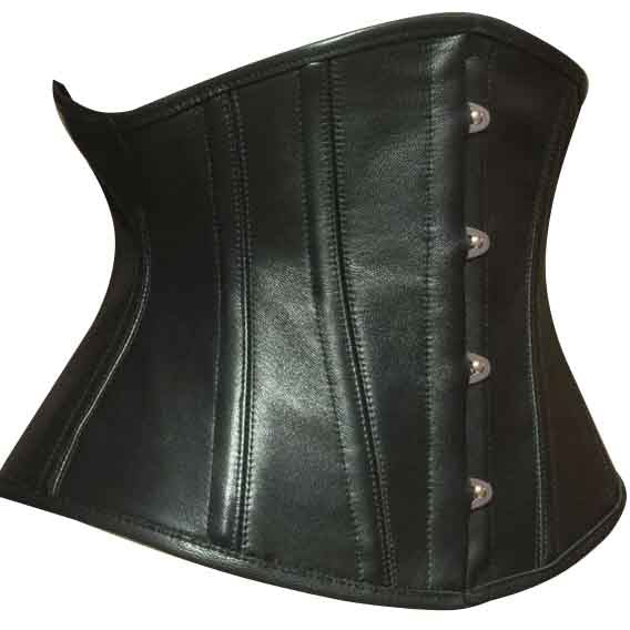 Steel Boned Heavy Duty Underbust Corset Genuine Leather Waist Trainer Corset - AMSEL LEATHERS