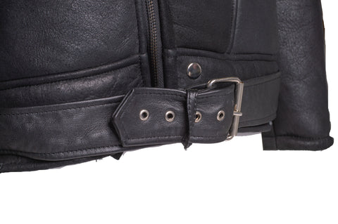 Black Shearling Biker Jacket for Men – Merino Sheepskin